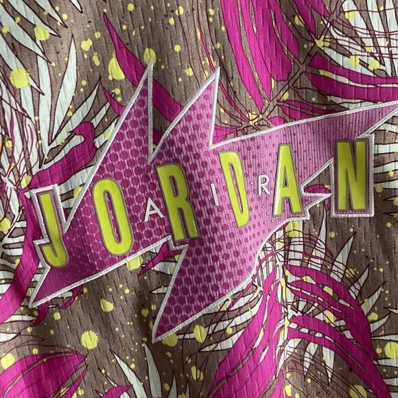 Nike Air Jordan Men SZ M "Wings" Pink/Green Floral Loose Fit Jersey - Picture 5 of 10